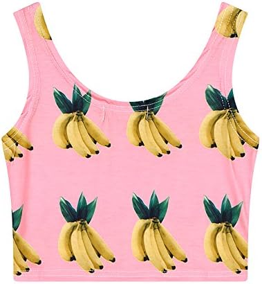 yangxiaoronger Women's Sexy Crop Tops With Cute Banana All-Over Print For Summer Beach Sports (Pink)