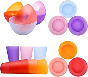 Plastic Dinnerware Unbreakable Plastic Tumblers, Bowls & Plates Dinnerware Set | Set of 18 in 6 Assorted Color | Dishwasher safe, BPA Free