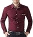 PAUL JONES Men's Slim Fit Long Sleeve Button Down Shirts 5249 Wine Red, X-Large