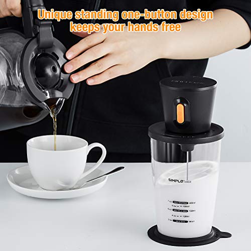 SIMPLETASTE Electric Milk Frother with Pitcher, Hands-free Battery Powered Foam Maker for Nespresso, Cappuccino and Coffee, 2 AA Batteries (Not Included), Black - Thumbnail 2