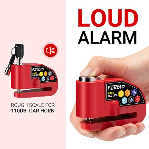Favoto Motorfiets Remschijfslot Alarm Schijfslot 110dB Luid Motorslot Fietsslot Met Trilalarm 1,2 m Herinneringskabel… - Image 4