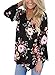 Qearal Women's Casual V Neck Floral Print Long Bell Sleeve Tops Blouse T Shirt