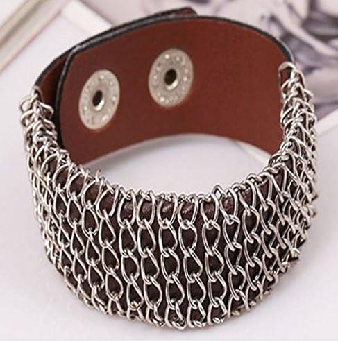 New Mens Valentine's Chain Leather Bracelet