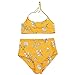 Bikini Factory Women's Vintage Floral Print Push Up High Waisted Bikini Set Bathing Suit (Yellow, M)