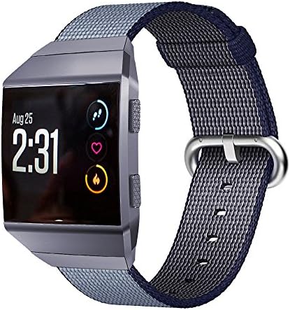 Agoigo Fitbit Ionic Bands Blue Soft Woven Nylon Smart Watch Replacement Wristband for Fitbit Ioinic Watch Women Men Universal Length