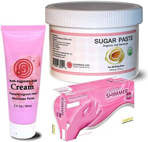 Sugaring Paste Trial Kit with Professional Sugaring Gloves, Anti-Bump Cream with Apple Vinegar