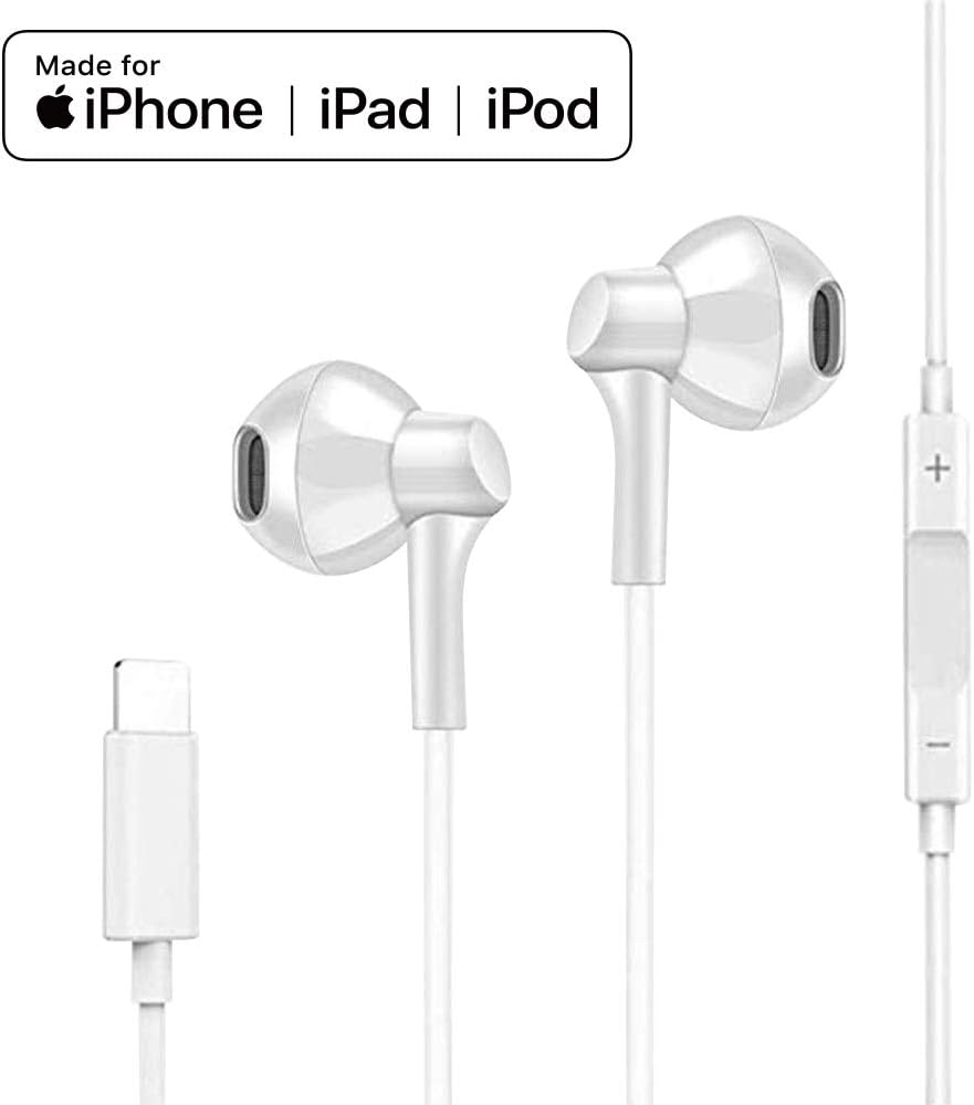 Lightning Earphones Earbuds with Microphone Wired Stereo