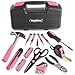 YTFGGY Pink 39 Piece General Tool Set - Home Hand Tool Kit with Plastic Toolbox Storage Case