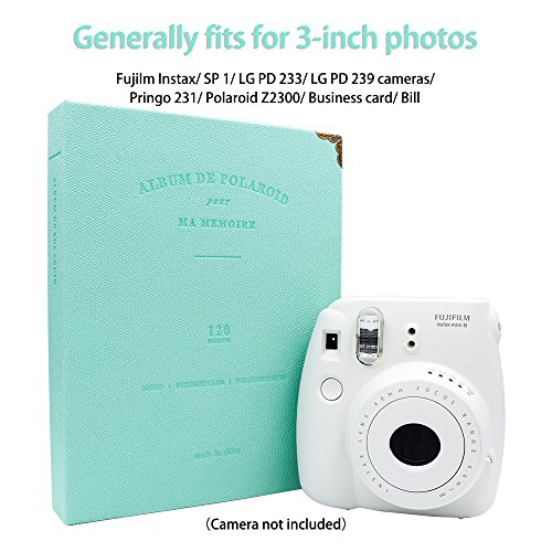 Ablus 120 Pockets Mini Photo Album for Fujifilm Instax Mini 7s 8 8+ 9 25 26 50s 70 90 Instant Camera & Name Card (Jade green)