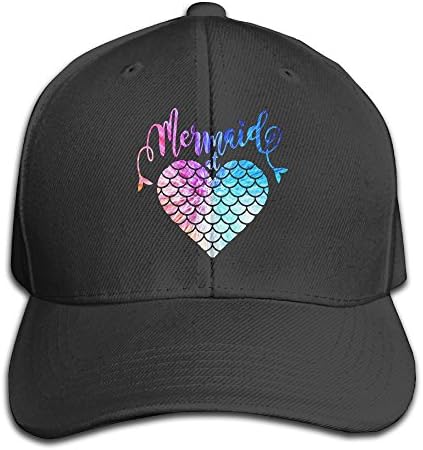 VXUeiq Mermaid At Heart Adult Adjustable Snapback Hat Sandwich Peaked Trucker Cap Baseball Cap Unisex Black
