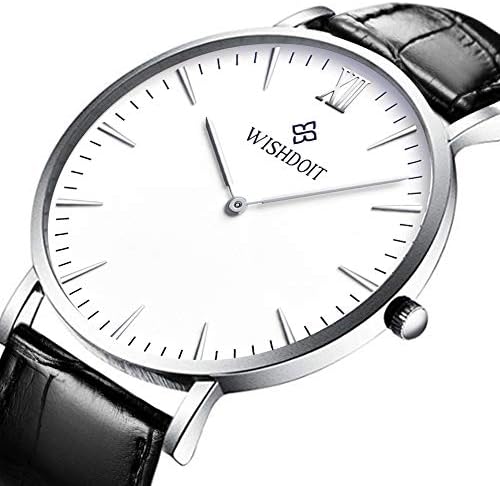 Men's Watch Ultra-Thin Minimalist Black Quartz Watch Fashion Waterproof Watch for Men Stainless Steel with Classic Black Milanese Mesh/Leather Band