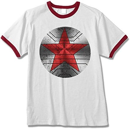 Winter Soldier Metallic Logo t-Shirt Ringer White Tee Shirt (X-Large, White/Maroon Ringer)