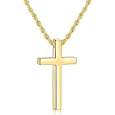Fiusem Valentines Gifts for Him - Cross Necklace for Men, Mens Cross Necklaces with 2.5mm Rope Chain, Stainless Steel Pendant Chain 16-28 Inch, Jewelry Gift