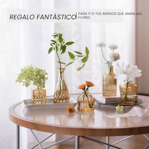 Juego de 12 jarrones de Cristal, pequeños jarrones de Flores ámbar para centros de Mesa a Granel, Mini jarrón Vintage para Boda, hogar, decoración de Mesa