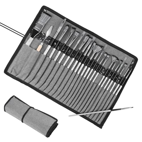 24 pcs Kit Pincel Pintura, Kit Pincel Artístico, Pinceis para Pintura, kit 24 Pincel Profissionais Pintura Óleo, Conjunto de Pincéis, Pincel para Aquarela, Escova de Madeira