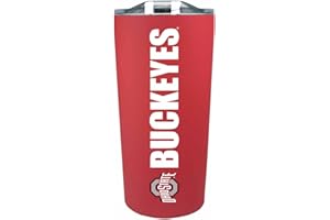 Campus Colors NCAA Stainless Steel Tumbler perfect for Gameday - 18 oz - Double Walled - Keeps Drinks Perfectly Insulated (Ohio State Buckeyes - Red)
