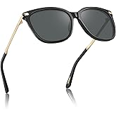 AVAWAY Classic Polarized Sunglasses Womens UV 400 - Trendy Square Designer Sun Glasses with Acetate Frame and Metal Arm