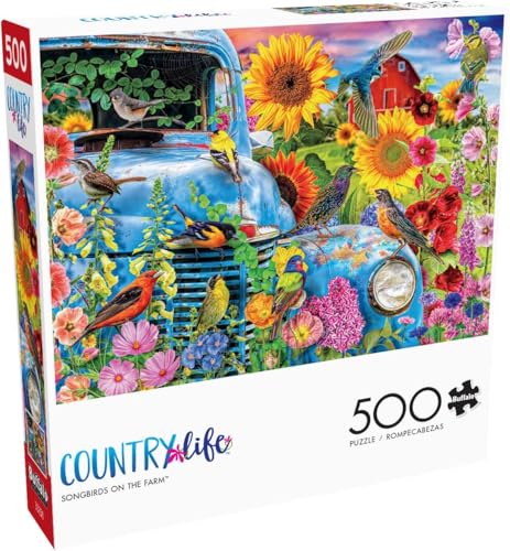 Buffalo Games Lars Stewart - Songbirds on the Farm - 500 Piece Jigsaw Puzzle For Adults -Challenging Puzzle Perfect for Game Nights - Finished Size is 21.25 x 15.00