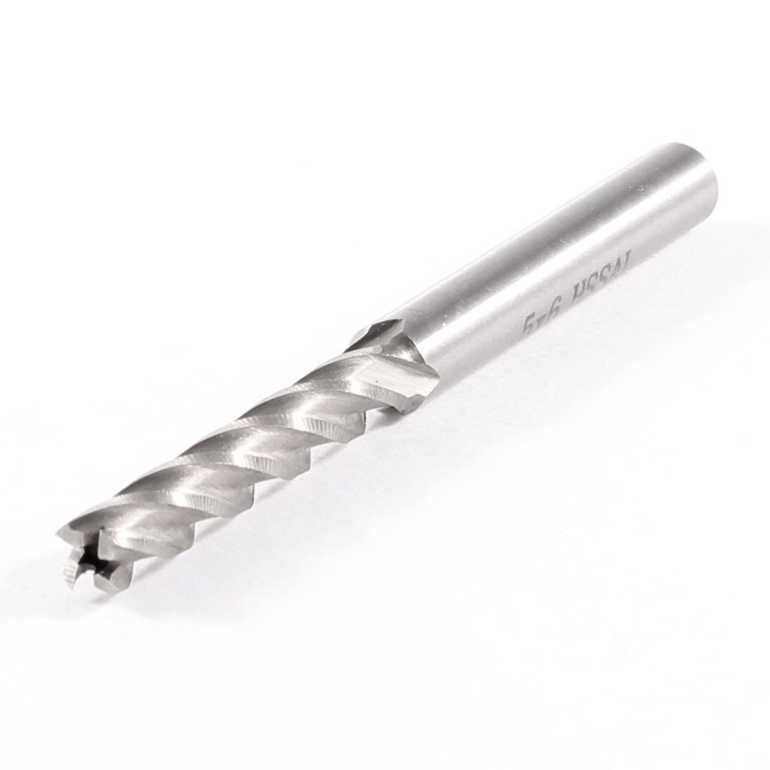 sourcingmap 5x6x30x68mm Helical Groove 4 Flutes HSS-AL Cutter End Mill Gray