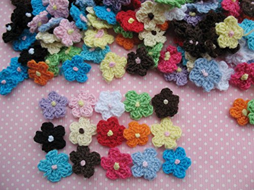 YYCRAFT Pack of 100 Crochet Small Daisy Fabric Satin Craft Sewing Appliques DIY Diameter 16mm Flower Mixed Assorted Color