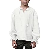 Eymitory Boys Pirate Shirt Costume Kids Medieval Renaissance Costume Ruffled Long Sleeve Halloween Scottish Jacobite Tops