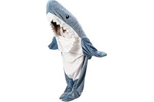 GINTBN Shark Blanket for Adult,Cozy Flannel Throw Wearable Blanket,Cartoon Animals Shark Blanket Hoodie (L(for 5'2"-5'8"/110-163LB))