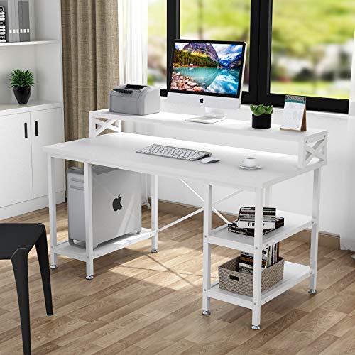 Tribesigns Computer Desk with Storage Shelves, 55 inch Large Modern