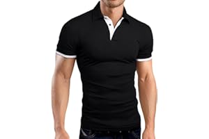KUYIGO Men's Short Long Sleeve Polo Shirts Casual Slim Fit Basic Designed Cotton Shirt Tops