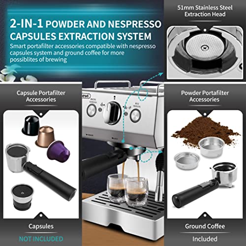 Gevi Espresso Machine 15 Bar Pump Pressure, Expresso Coffee Machine