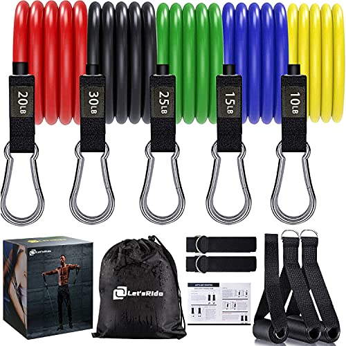 Yarrashop Resistance Bands Set, 12pcs Pull Up Exercise Bands Set Men/Women Home Gym Stretch Training Workout Bands with Handle & Door Anchor & Ankle Straps for Fitness,Yoga, Pilates (100BLS)