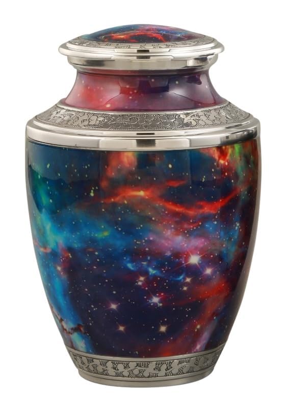 Royal Rapture Urn for ashes Jar Cremation Funeral Memorial Love Urns decorative Aluminium Adult Human Child (Galaxy 10" Large) RJM03-01