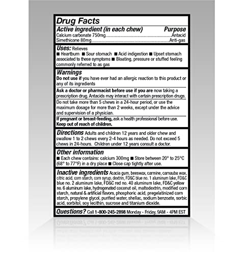 AMAZON BASIC CARE HEARTBURN & GAS SUPERCHEWS CHEWABLE TABLETS, MIXED BERRY, 82 COUNT (PREVIOUSLY SOUNDHEALTH)