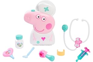 Peppa Pig Checkup Case Set with Carry Handle, 8-Piece Doctor Kit for Kids with Stethoscope, by Just Play