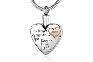 RIMZVIUX Cremation Jewelry for Ashes -No Longer By My Side Forever in My Heart Urn Pendant Necklace for Ashes Grandma Grandpa Mom Dad Papa Nana Brother Sister