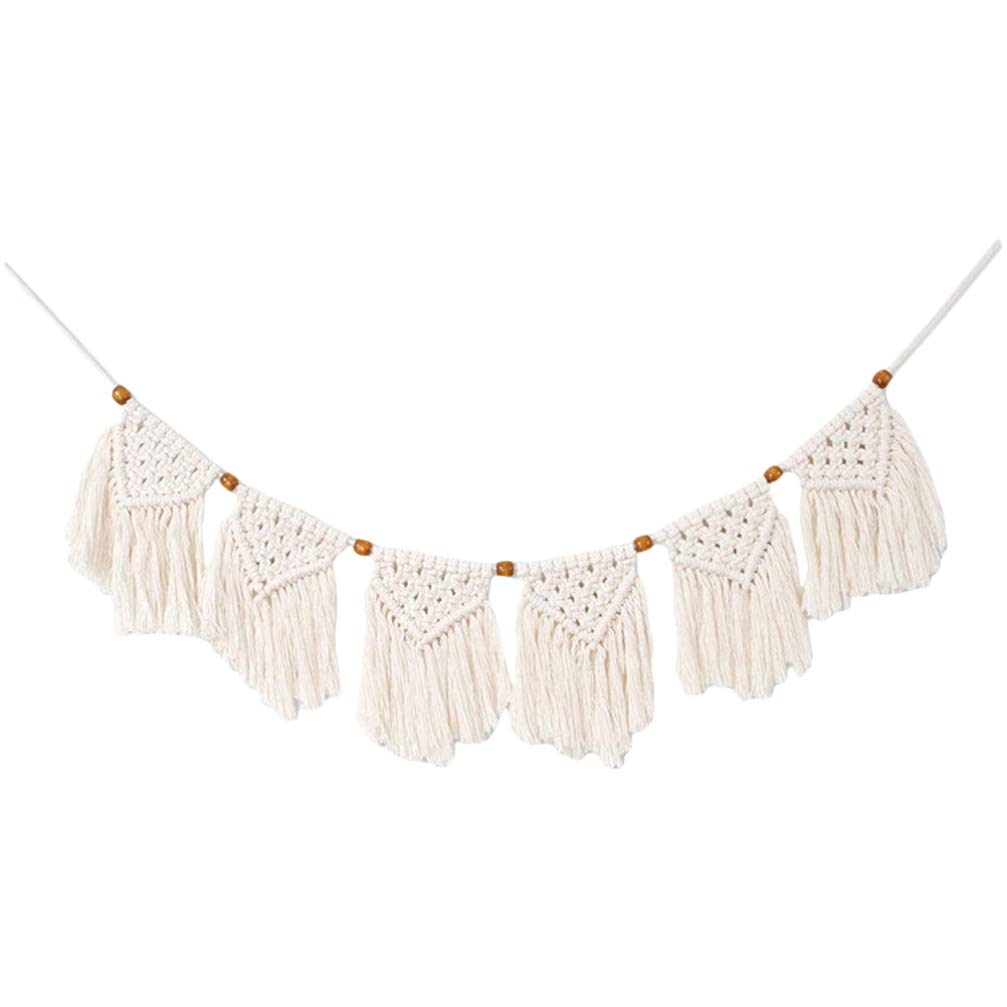 Tomaibaby 1Pc Woven Tapestry Macrame Wall Hanging Bunting Banner Tapestry Bohemian Wall Decor for Wedding Party Home Bedroom Living Room