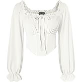 Scarlet Darkness Vintage Corset Tops for Women Renaissance Blouse Off Shoulder Long Sleeve Top