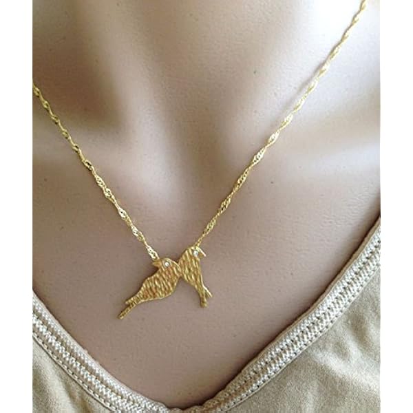 Amazon.com: Gold Bird Necklace - Tiny 