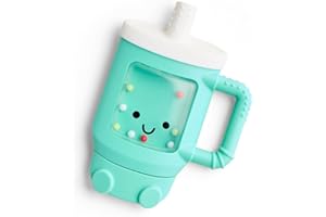 Itzy Ritzy Silicone Rattle Teether– BPA-Free Silicone Teether with Rattle for Babies & Toddlers – Features a Gentle Rattle So