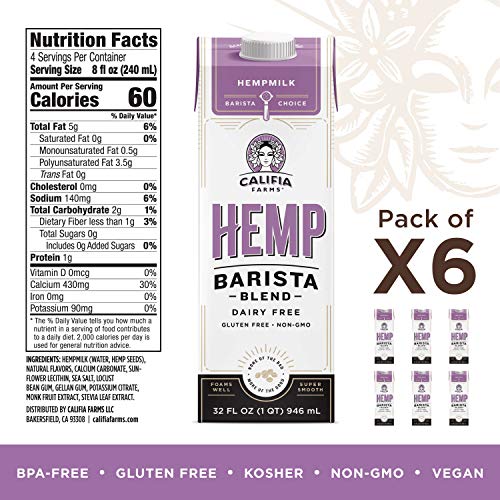 Califia Farms Hemp Milk, Barista Blend Dairy Free Creamer Vegan