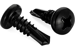 MELLEWELL #6 X 1/2" Pan Head Self Drilling Screws, Phillips Drive Self Tapping Sheet Metal Tek Screws, Black Oxide 410 Stainless Steel, 100 PCS