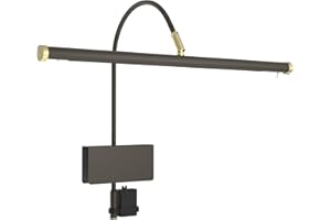 Cocoweb 19" LED Grand Piano Light in Mahogany Bronze with Brass Accents with Dimmer Clip