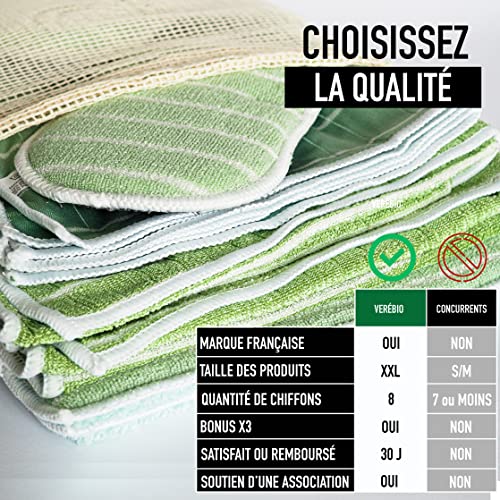 Set of 11 XXL Bamboo Microfibre Cloths, Washable Sponges + Free Bag, Premium Quality, Cleaning Cloths | Wipes for Cleaning Traces on Windows, Car, Stainless Steel, Hob, Glasses, Dishes