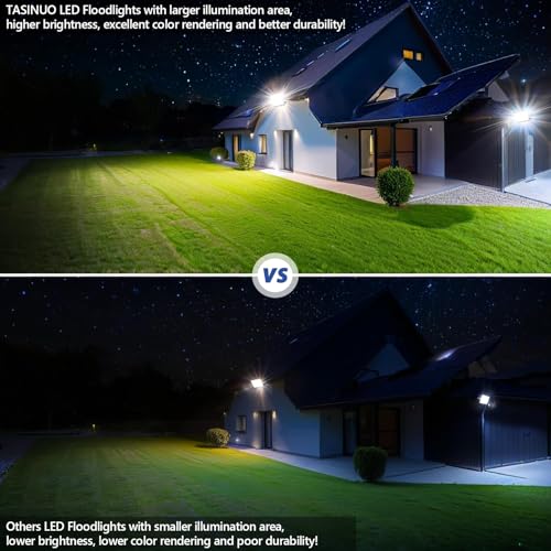TASINUO Outdoor LED Spotlights 200W 2 Pieces, 20000LM 6500K Cool White Lights Outdoor, IP67 Waterproof Outdoor Light, Powerful LED Lamp for Garden, Terrace, Garage, Factory, Warehouse