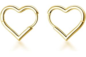 SLUYNZ Solid 925 Sterling Silver 1.6CM Heart Hoop Earrings for Women Teens Minimalist Hoop Earrings Sweet Love Heart Earrings