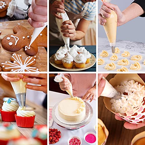 HAKACC Disposable Pastry Bags,120PCS Plastic Icing Bags with Dispenser Packaging