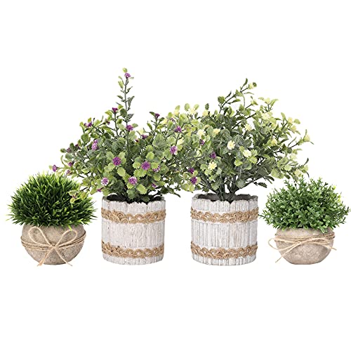 Artificial Topiaries Plants & Flowers, 4 Pcs Mini Plants Artificial