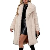 HrreBro Long Faux Fur Coat Women Fall Winter Trench Coat Casual Shaggy Fluffy Jacket Warm Cardigan Outerwear