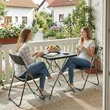 Sekey 3 Piece Rattan Look Plastic Bistro Set - Folding Table & Chairs view 2