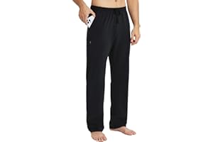 baleaf Mens Sweatpants Yoga Cotton Pants Open Bottom Joggers Straight Leg Running Casual Loose Track Pants with Pockets