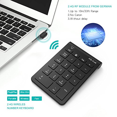 Wireless Number Pad, Jelly Comb N030 Portable Mini USB 2.4GHz 22Key